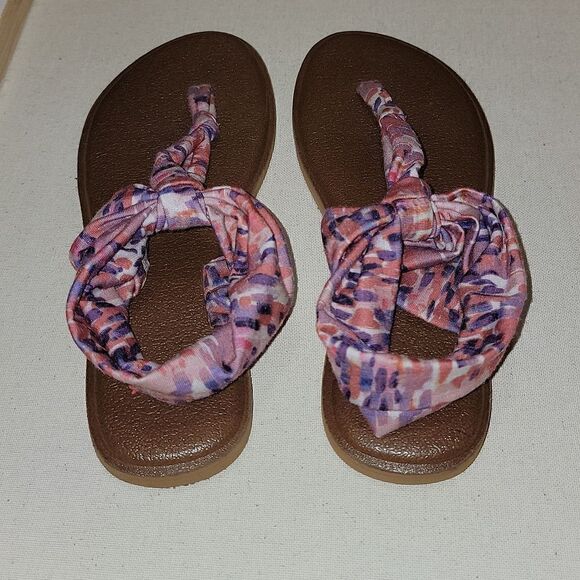 Sanuk Women's Yoga Sling Ella Spriced Coral Rain Flip Flop Size 8 - Picture 3 of 9